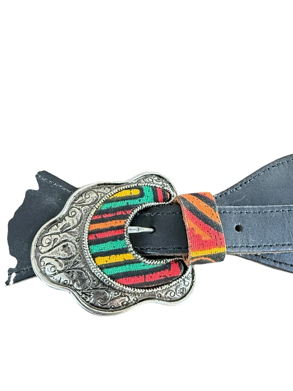 Vintage Geometric Artisan Print Statement Waist Belt OSFM